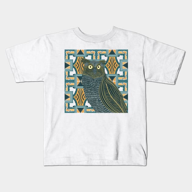 Abstract Great Horned Owl Kids T-Shirt by Suneldesigns